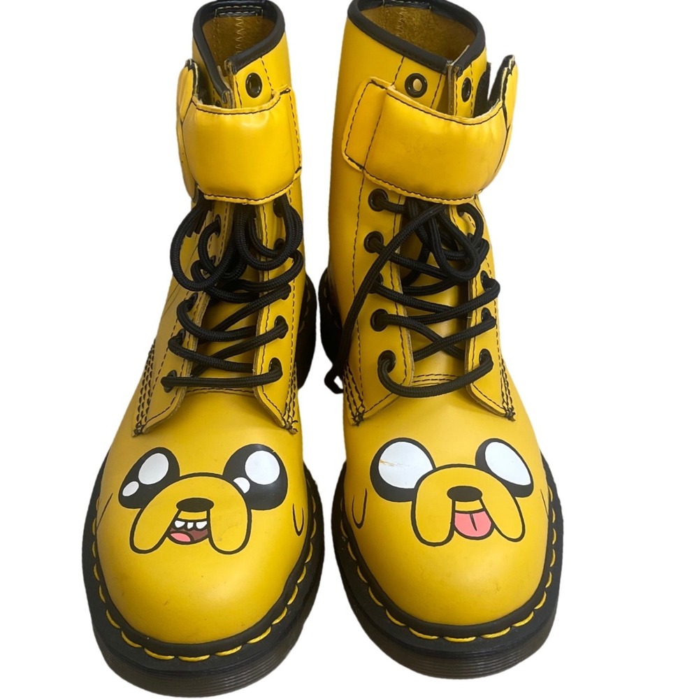 Dr Martens Adventure Time Jake the Dog Yellow Leather Combat Boots Womens 7 men6